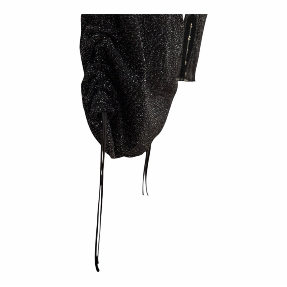 Jonathan Simkhai Standard Metallic Ruched Knit Top Off Shoulder Black | Size S - Picture 9 of 10
